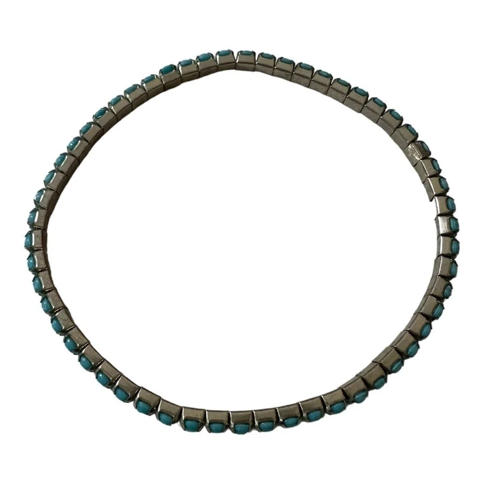 Beaded Silver Tone Emerald Bracelet Elastic One Size Nickel Free Fashion Jewelry